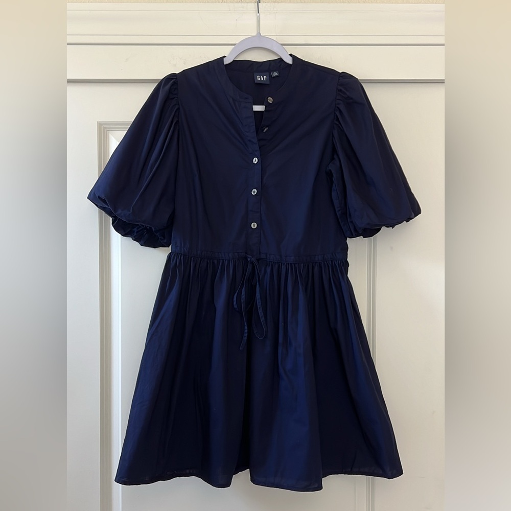 GAP Navy Blue Puff Sleeve Dress - Picture 3 of 6